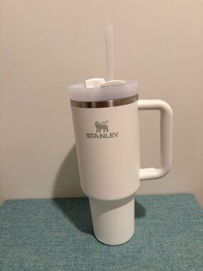 Stanley White Insulated Travel Tumbler with Handle and Straw